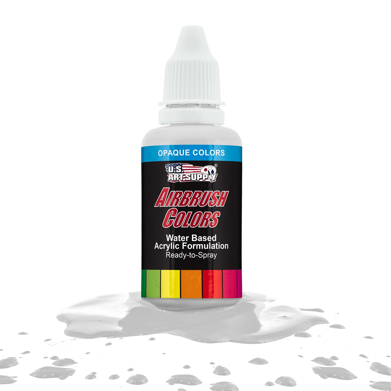 U.S. Art Supply Opaque White Acrylic Special Effects Airbrush Paint - 1oz Ready to Spray Air Brush Paint for Nails, Models, Fabric - Water-Based Air Brush Painting